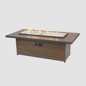 The Outdoor Greatroom Company Kenwood and Brooks Linear Chat Height Gas Fire Pit Table - Umber Brown