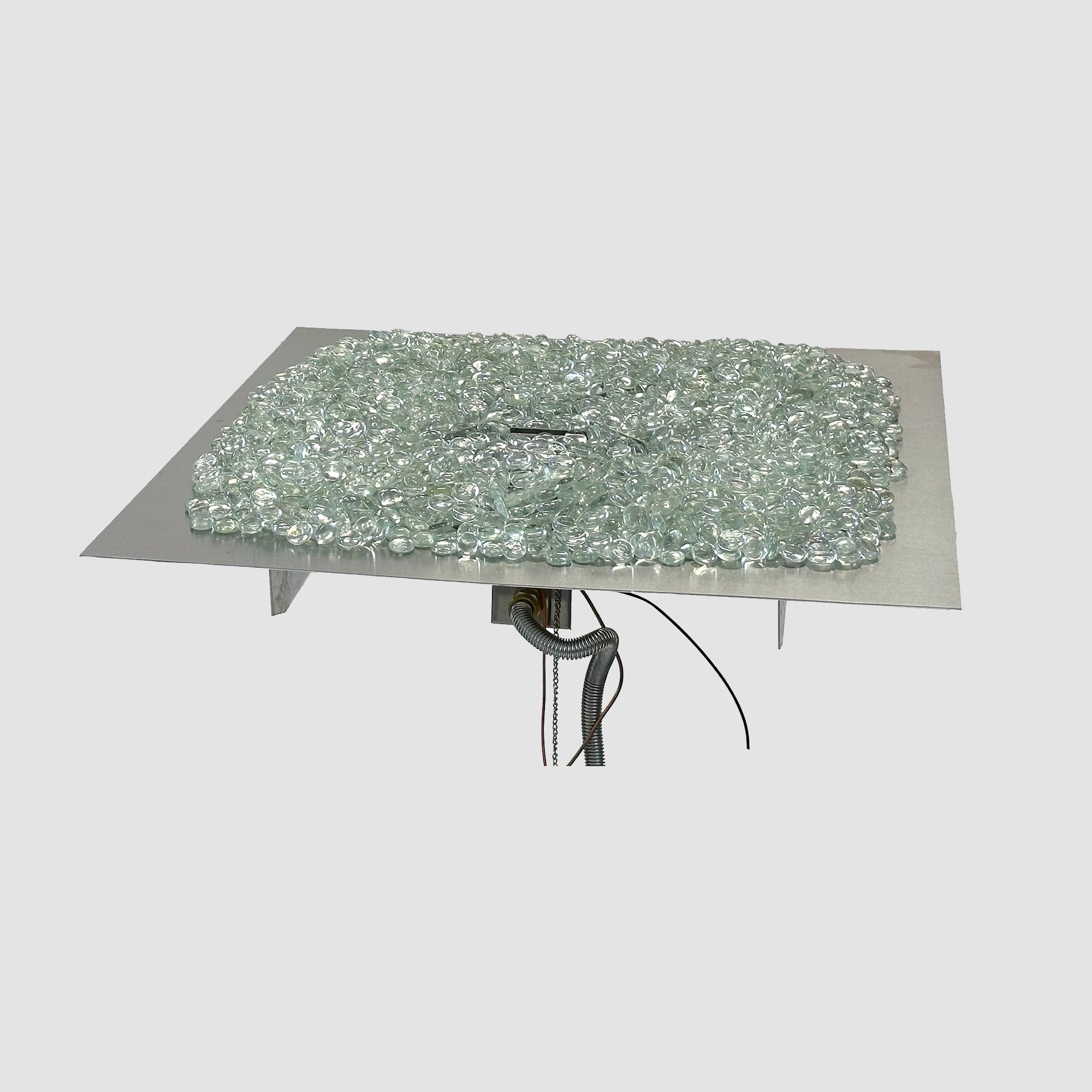 The Outdoor Greatroom Company Crystal Fire Plus Square Gas Burner Insert and Plate Kit