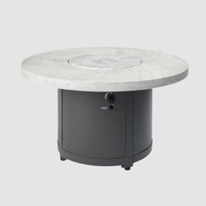 The Outdoor Greatroom Company Beacon Round Gas Fire Pit Table - White Onyx