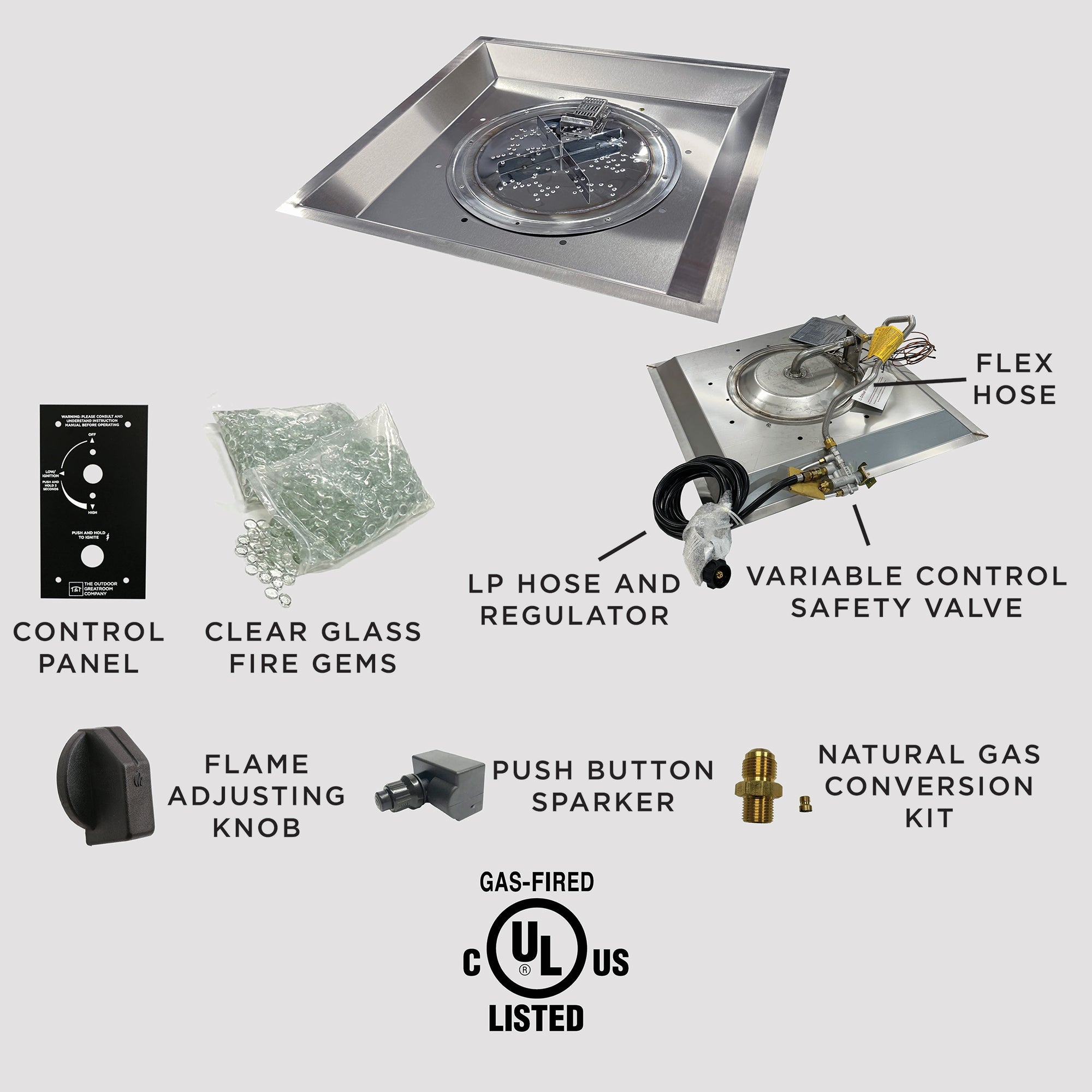 The Outdoor Greatroom Company Crystal Fire Plus Square Gas Burner - Image 2
